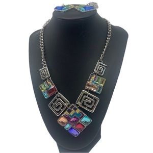 Womens Crystal Necklace Bib Choker Collar Chunky Statement Pendant Chain Jewelry